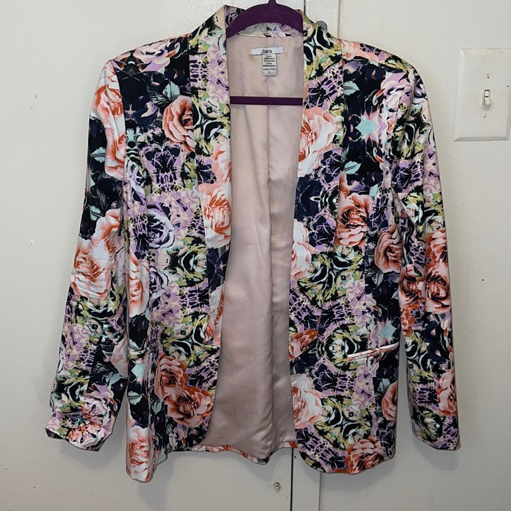 Flower Print blazer with shoulder pads